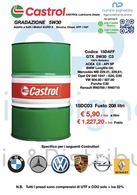 CASTROL GTX 5W30 C3 FUSTO 208L