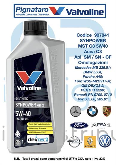 VALVOLINE SYNPOWER MST C3 5W40 1L