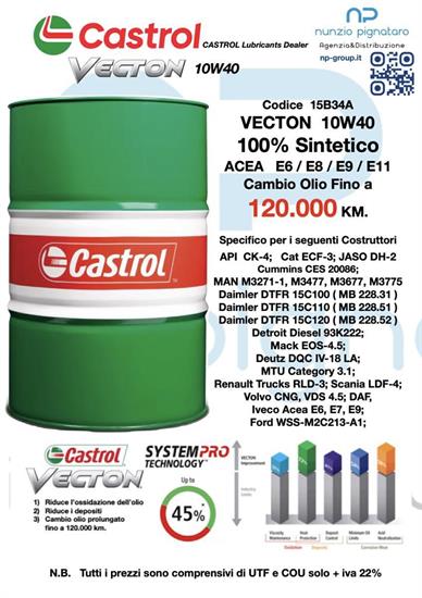 CASTROL VECTON LONG DRAIN 10W40 E6/E9 208L