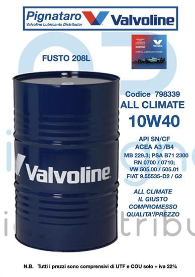 VALVOLINE ALL CLIMATE 10W40 208L