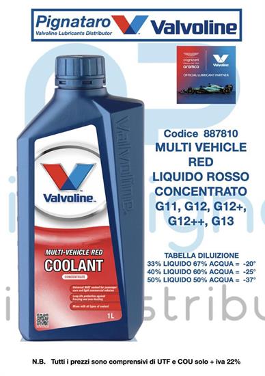 VALVOLINE MULTI VEHICLE RED G12 CONCENTRATO ROSSO 1L