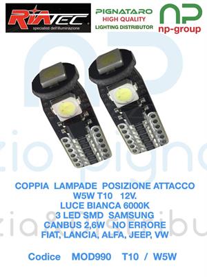 CP. LAMPADE T10 3 SMD SAMSUNG 12V 2,6W