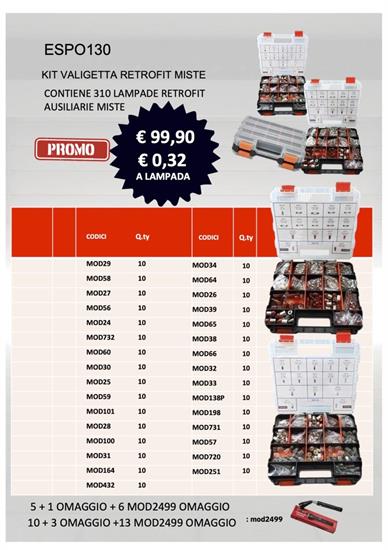 ESPOSITORE A VALIGETTA CON 310 LAMPADE AUSILIARIE 12V.