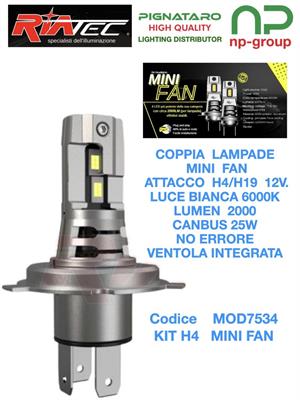 KIT LED MINI FAN H4-H19 12V