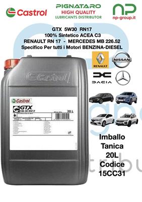 CASTROL GTX 5W30 RN17 C3 20L