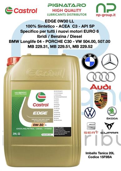 CASTROL EDGE 0W30 LL 20L