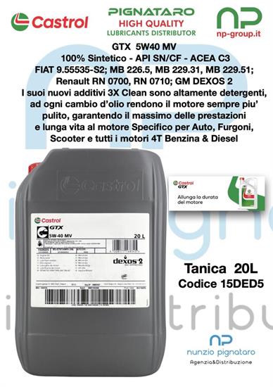 CASTROL GTX 5W40 MV C3 20L